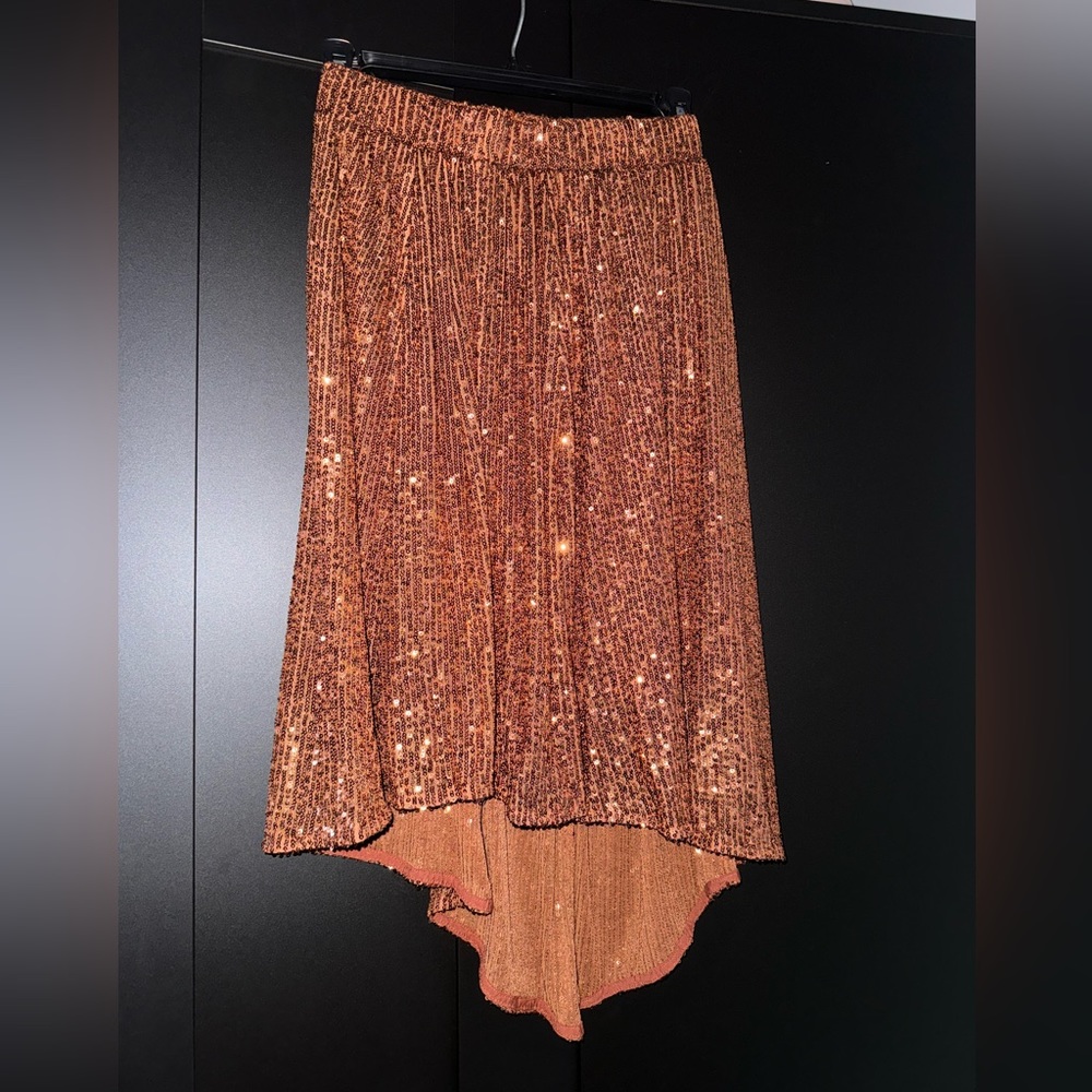 Free People Last Dance Sequin Asymmetrical Hem Skirt
